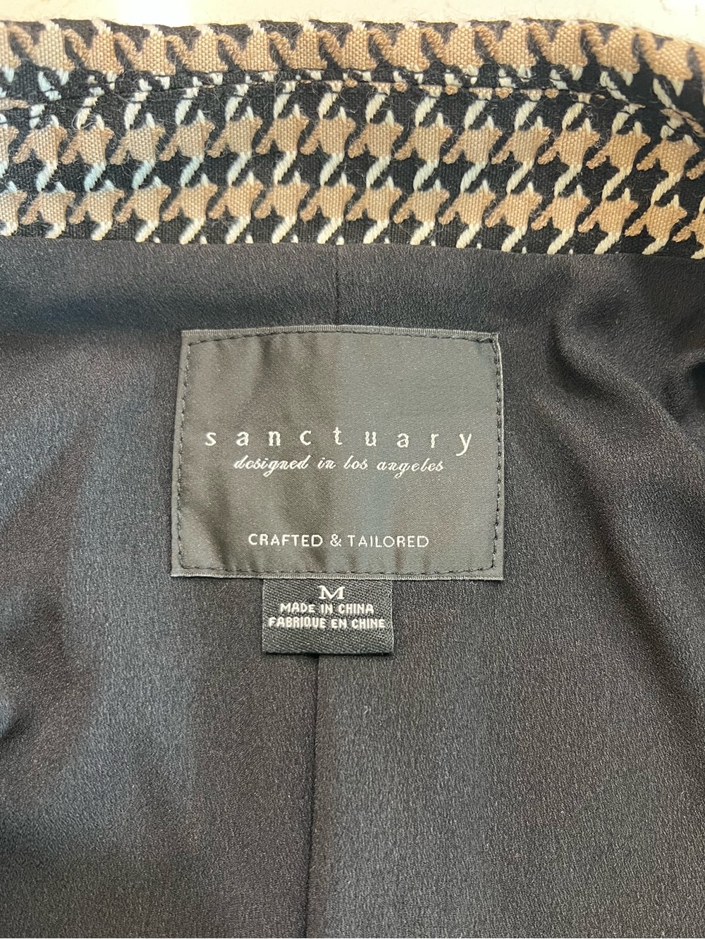 Sanctuary Carly Houndstooth Long Blazer Coat Jacket Medium - Picture 8 of 12